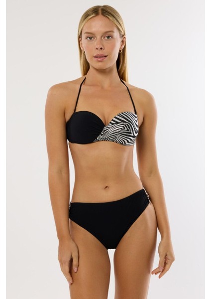 4600 Gümüş Yaldız Desenli Straplez Bikini Takımı fırsatları