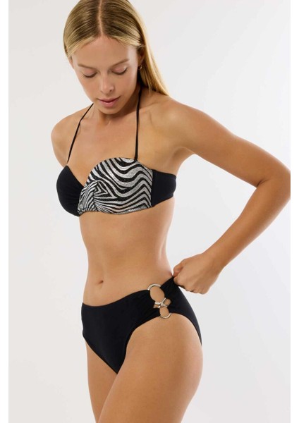 4600 Gümüş Yaldız Desenli Straplez Bikini Takımı indirimleri