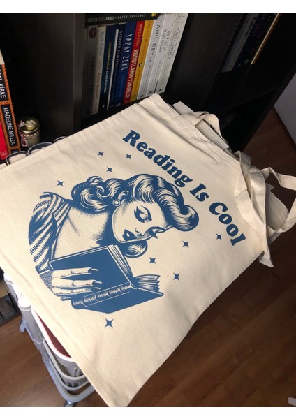 Baskılı Bez Çanta, Kitap Severler Için Tote Bag, Arkadaşa Hediye, Retro Bez Çanta