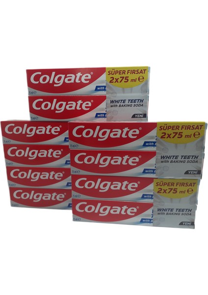 White Teeth With Bakıng Soda 2*75 Ml Diş Macunu X 5 Adet