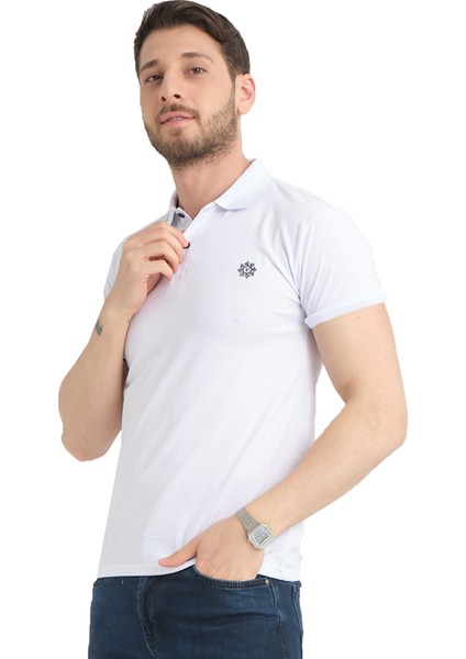 Erkek Net Beyaz Polo Yaka Yazlık Pamuklu Kısa Kollu T Shirt modelleri