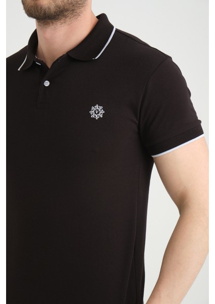 Erkek Siyah Polo Yaka Biyeli Yazlık Pamuklu Kısa Kollu T Shirt fırsatları