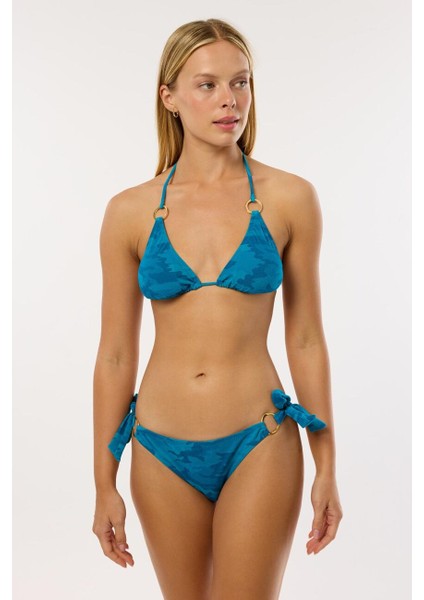 4602 Turkuaz Desenli Bikini Takımı