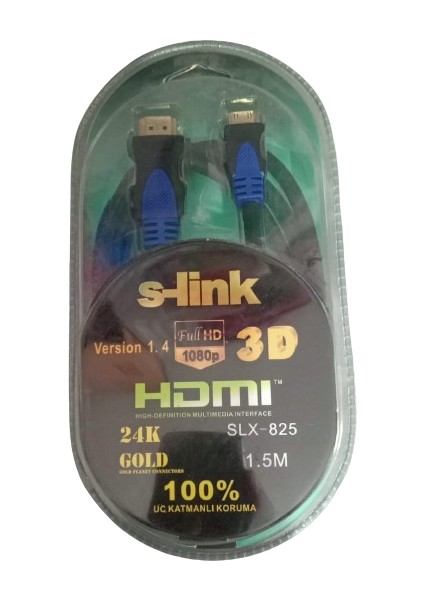 SLX-825 S-Lınk 1,5 Metre Hdmı-Mini Hdmı Kablo Altın Uçlu V14 3D
