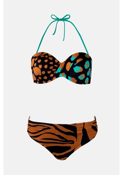 4600 Kahve Desenli Straplez Bikini Takımı fırsatları