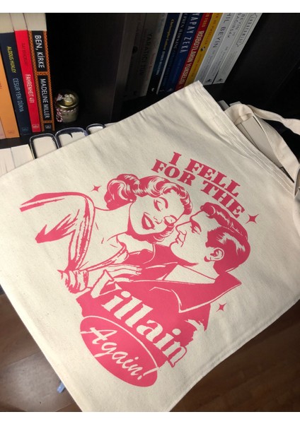 Baskılı Bez Çanta, Kitap Severler Için Tote Bag, Arkadaşa Hediye, Retro Bez Çanta