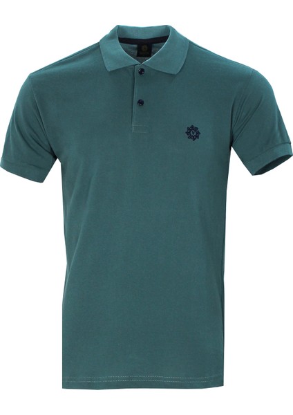 Erkek Koyu Turkuaz Polo Yaka Biyeli Yazlık Pamuklu Kısa Kollu T Shirt modelleri