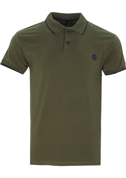 Erkek Zeytin Yeşili Polo Yaka Biyeli Yazlık Pamuklu Kısa Kollu T Shirt fiyatları