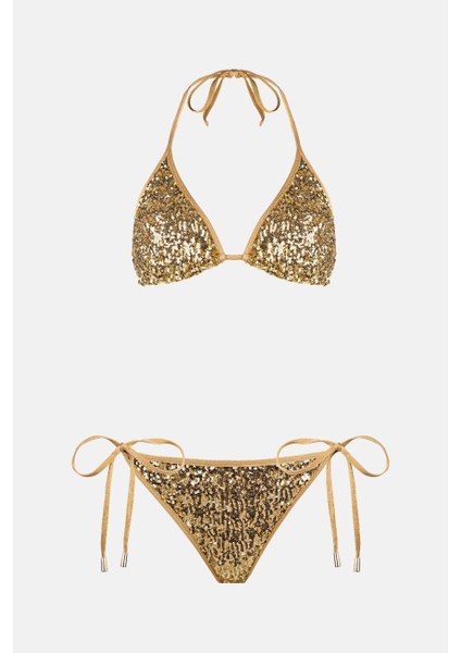 4607 Gold Pul Payetli Bikini Takımı modelleri