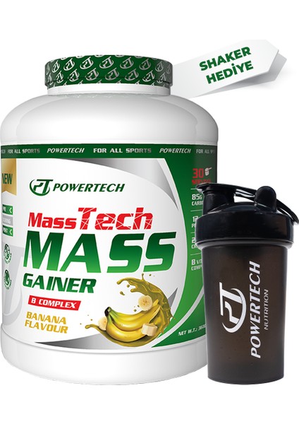 Powertech Masstech Mass Gainer Muz Aromalı 3600 gr 30 Servis