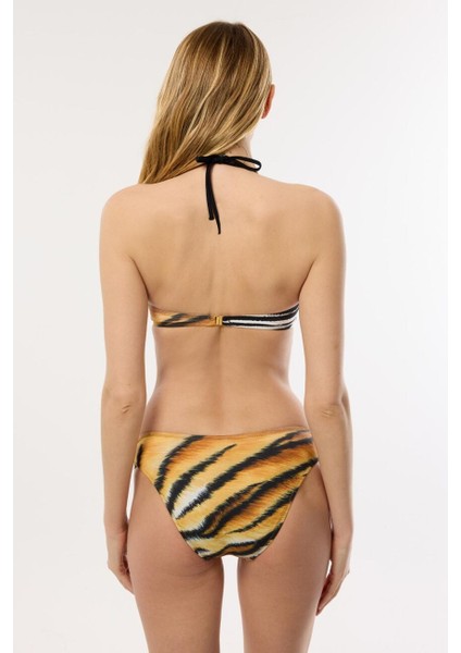 4610 Kaplan Desenli Straplez Bikini Takımı