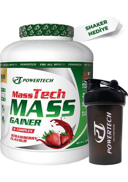 Powertech Masstech Mass Gainer Çilek Aromalı 3600 gr 30 Servis