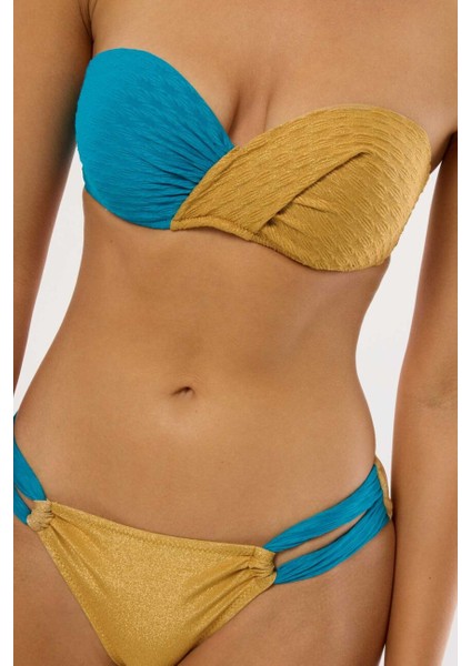 4610 Gold Straplez Bikini Takımı