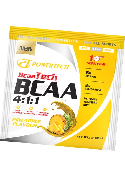 Powertech Bcaatech Bcaa 4:1:1 Ananas Aromalı Amino Asit 20X10 gr Sachets