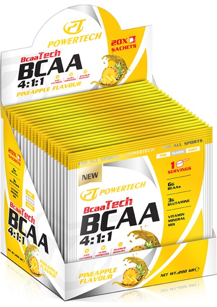 Powertech Bcaatech Bcaa 4:1:1 Ananas Aromalı Amino Asit 20X10 gr Sachets