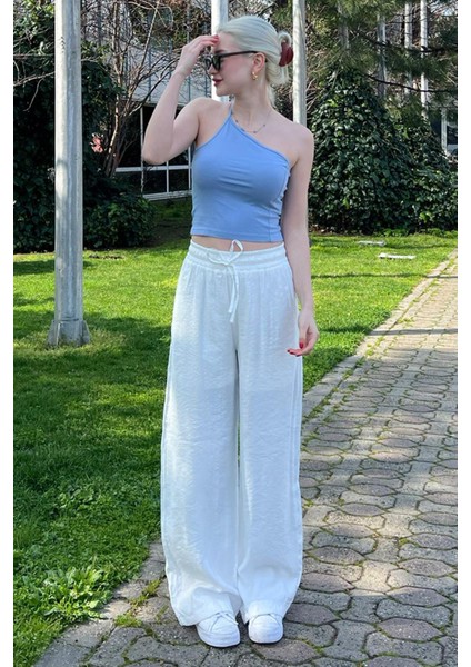 Beyaz Geniş Paça Kadın Pantolon MG1982 modelleri