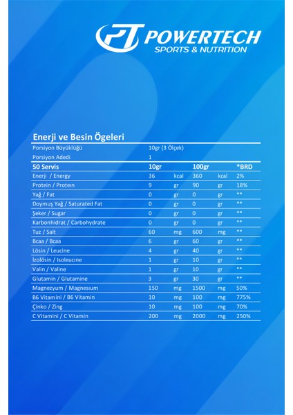 Powertech Nutrition Powertech Bcaatech Bcaa 4:1:1 Ananas Aromalı Amino Asit 500 Gr 50 Servis
