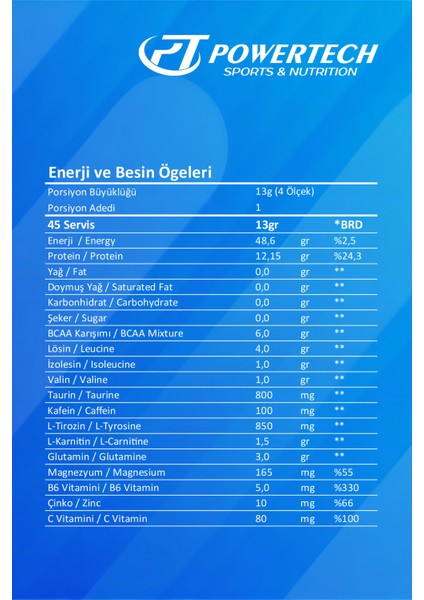 Powertech Nutrition Powertech Thermotech Bcaa 4:1:1 Yeşil Elma Aromalı Amino Asit 585 Gr 45 Servis