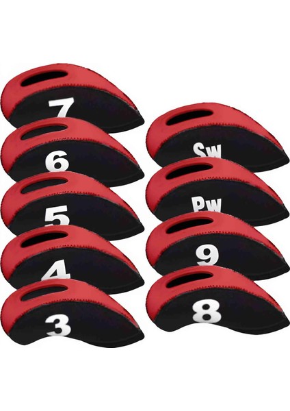 Golf Kulüpleri Için 9 Baş Örtüleri Golf Baş Örtüleri Kırmızı (Yurt Dışından)