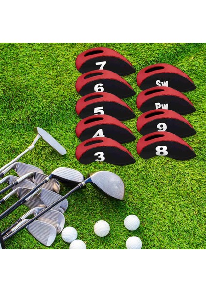 Golf Kulüpleri Için 9 Baş Örtüleri Golf Baş Örtüleri Kırmızı (Yurt Dışından) fiyatları