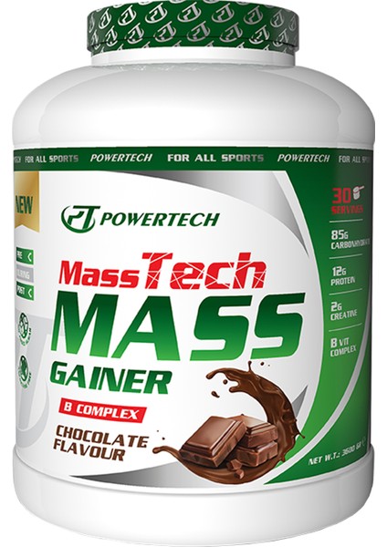 Powertech Masstech Mass Gainer Çikolata Aromalı 3600 gr 30 Servis