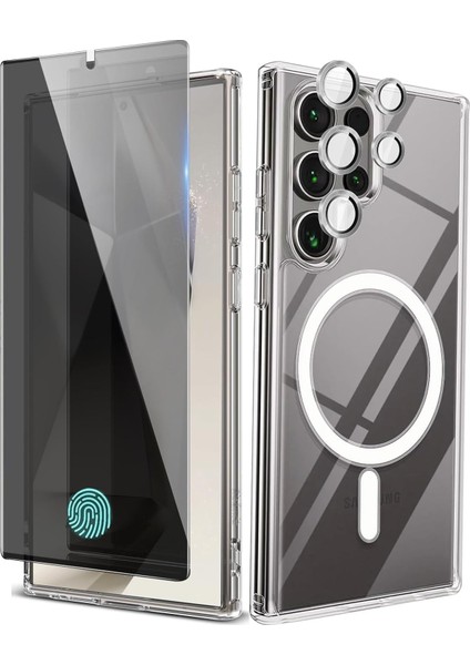 Samsung Galaxy S24 Ultra Şeffaf Magsafe Kılıf + Hayalet Ekran Koruyucu + Kamera Lens Koruyucu