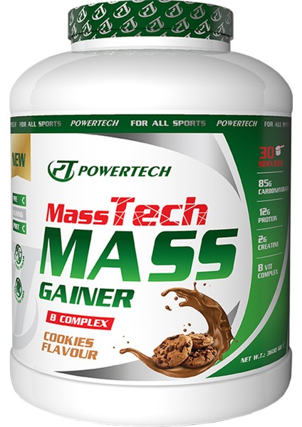 Powertech Masstech Mass Gainer Kurabiye Aromalı 3600 Gr 30 Servis