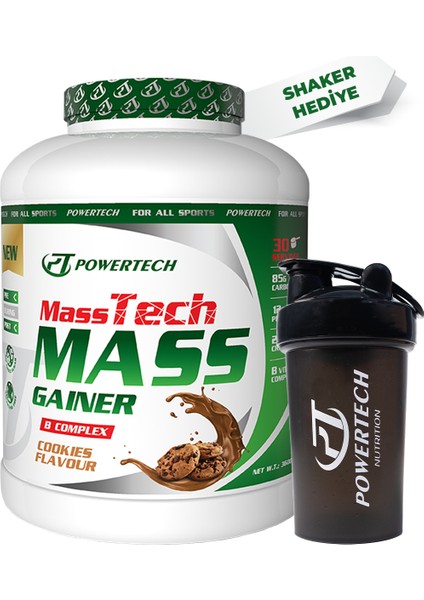 Powertech Masstech Mass Gainer Kurabiye Aromalı 3600 Gr 30 Servis