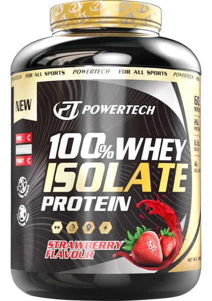 Powertech Nutrition Powertech Isolate Whey Protein Tozu Çilek Aromalı 1800 gr 60 Servis