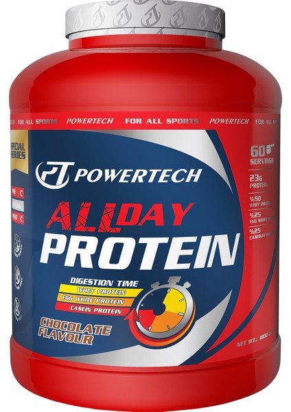 Powertech Nutrition Powertech Allday Protein Tozu Çikolata Aromalı 1800 gr 60 Servis