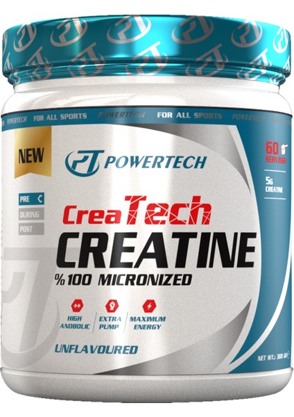 Powertech Nutrition Powertech Createch Creatine Aromasız 300 gr 60 Servis