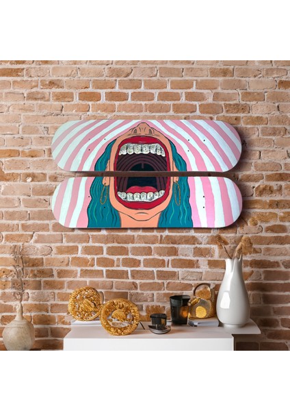 "yawning" Kaykay Duvar Dekoru, El Yapımı Ahşap Duvar Dekoru