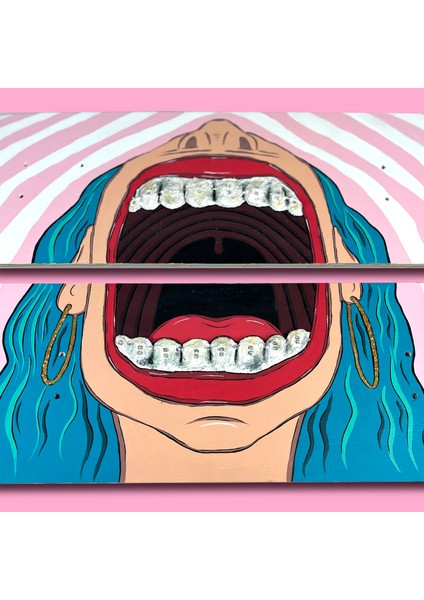 "yawning" Kaykay Duvar Dekoru, El Yapımı Ahşap Duvar Dekoru