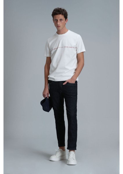 Erkek Carlos Modern Grafik T-Shirt 111020211 Kırık Beyaz