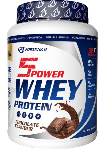 Powertech Nutrition Powertech 5power Whey Protein Tozu Çikolata Aromalı 960 gr 32 Servis