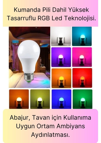 Premium Rgb Uzaktan Kumandalı Çok Renkli LED Ampul E27 800LM 9W Gün Işığı 16 Renk Tasarruflu Işık fırsatları