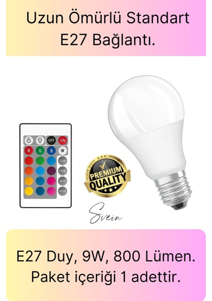 Premium Rgb Uzaktan Kumandalı Çok Renkli LED Ampul E27 800LM 9W Gün Işığı 16 Renk Tasarruflu Işık indirimleri