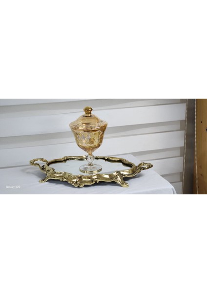 Pirinç Ayna Tepsi Yüksek Kulplu 45CM. modelleri