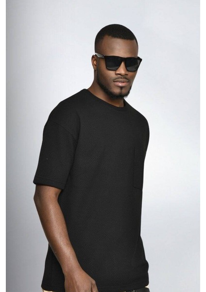 Siyah Oversize Erkek T-Shirt 10423 modelleri