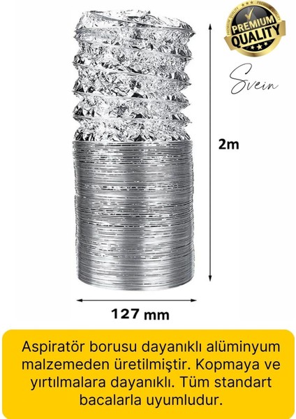 2'li Premium Yırtılmaz Yanmaz Ankastre Aspiratör Davlumbaz Havalandırma Borusu Alüminyum Folyo Bant