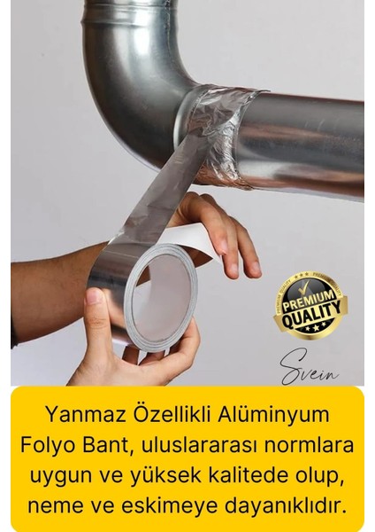 2'li Premium Yırtılmaz Yanmaz Ankastre Aspiratör Davlumbaz Havalandırma Borusu Alüminyum Folyo Bant