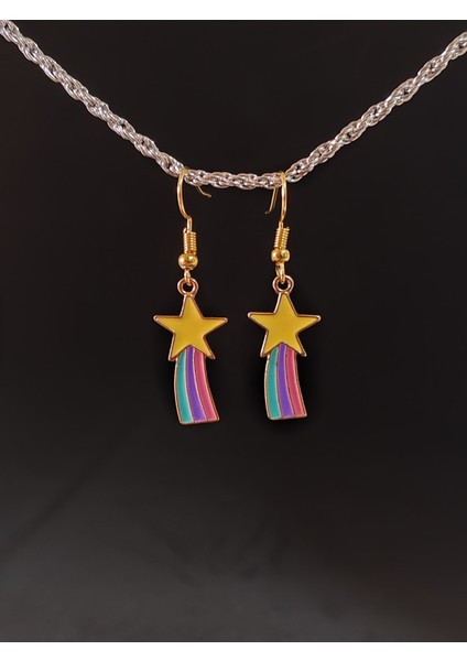 Vintage Star Yıldız Motif Gökkuşağı Sembol Küpe fiyatları