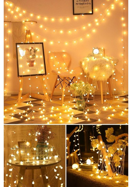 20 Ledli 5 Metre Mini Ampul LED - Sarı LED Şerid LED Peri LED Dekoratif LED