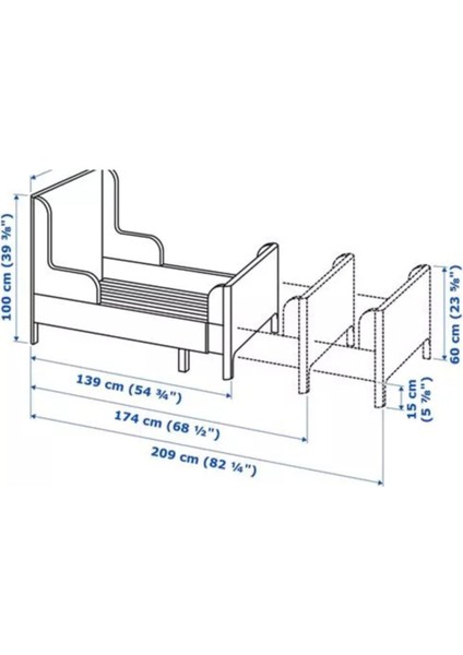 Busunge Uzayabilen Çocuk Karyolası, Beyaz Renk Meridyendukkan 80X200 cm