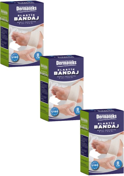 Elastik Bandaj (Gerili Vaziyette) 8cm x 3,5 mt (3 Adet)