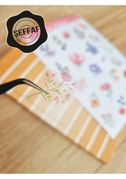 - Şeffaf Floral & Leaf Temalı Laptop Notebook Telefon Tablet Ajanda Sticker Seti modelleri