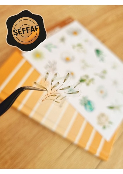 - Şeffaf Floral & Leaf Temalı Laptop Notebook Telefon Tablet Ajanda Sticker Seti modelleri