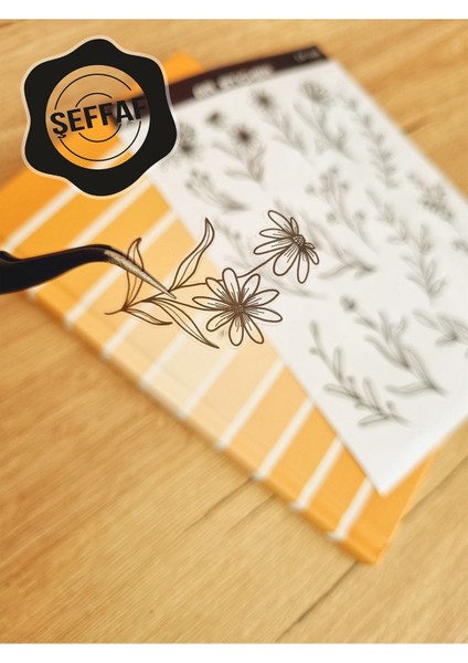 - Şeffaf Floral & Leaf Temalı Laptop Notebook Telefon Tablet Ajanda Sticker Seti modelleri