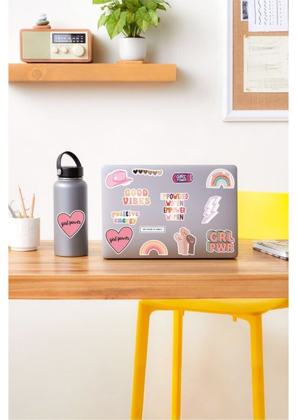 Renkli Girl Power Temalı Laptop Notebook Tablet Sticker Set 1