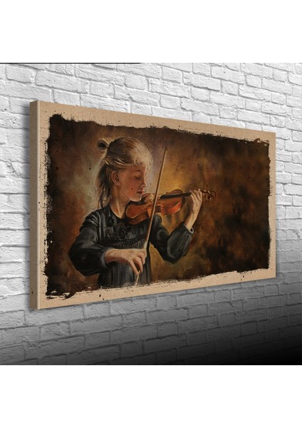 Keman Çalan Kız , Yağlı Boya Kanvas Tablo 60 x 120